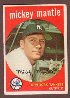 1959 Topps #10 Mickey Mantle New York Yankees Old Vintage Baseball 