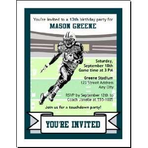   Eagles Colored Football Birthday Party Invitation 2 