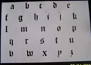 STENCILS ~ ALPHABET ~ OLD ENGLISH LOWER CASE letters  