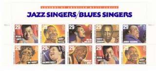 Scott #2854 61 29 Cent Blues and Jazz Singers Upper Plate Block with 