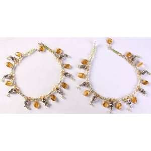  Citrine and Peridot Anklets (Price Per Pair)   Sterling 