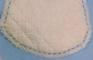 Sweet Vintage WHITE QUILTED BABY BIB w LACE TRIM  