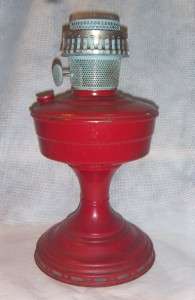 ANTIQUE ALADDIN MODEL 12 KEROSENE OIL TABLE LAMP RED  