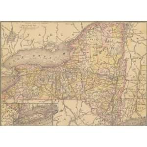  McNally 1888 Antique Railroad Map of New York Office 