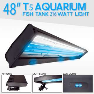 48 216W T5 HO Aquarium Grow Light Hood Marine Reef Fish Tank LED 