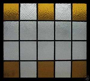 ARTS & CRAFTS AMBER ANTIQUE STAINED GLASS WINDOW  