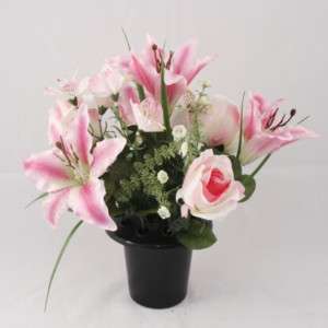 Artificial Silk Grave Flower arrangement Lily Pink  