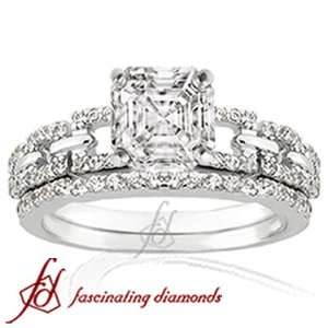   Asscher Cut Diamond Wedding Rings Pave Set VS1 Fascinating Diamonds