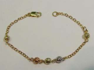 New 14k Gold Tri Color Beads Baby Bracelet #3 Free Ship  