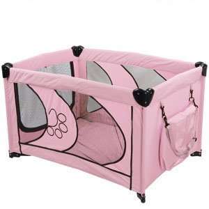   Portable Dog Cat Pet Play Pen Puppy Bed Soft Side Playpen Yard Pink