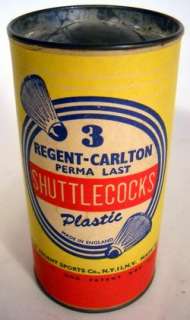 VINTAGE BADMINTON SHUTTLECOCKS IN TIN TOP CAN * Full  