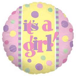 Pink Polka Dot Its A Girl Baby Shower Foil Balloon NIP  