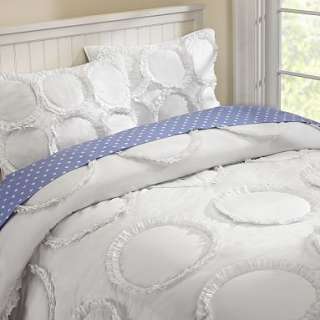 Pottery Barn Teen Kids White Ruffle Rings Bed Cover Quilt Twin Sham 