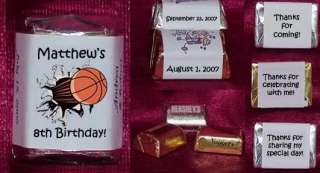 Basketball Birthday Candy SPORTS Personalized Wrappers Party Favors 