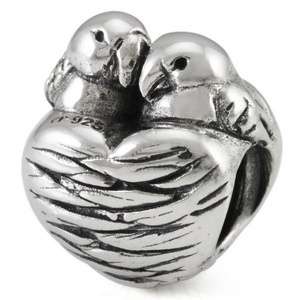 OHM Lovebirds Silver Bead Charm for European Bracelet  