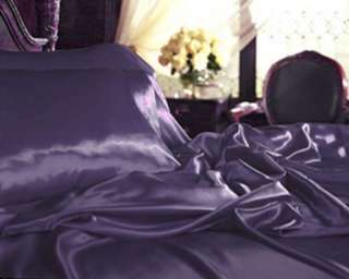 Pcs King Bedding Satin Sheet+Pillowcase Set Violet  