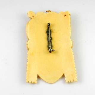 Antique Chinese Carved Ox Bone Pendant Brooch  