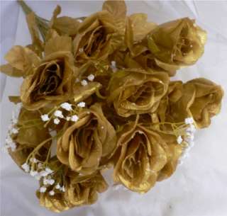   Silk Roses Buds Wedding Bouquet Centerpiece Flower Anniversary  