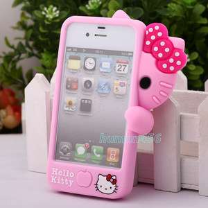 New 3D BOW Hello Kitty Cute lovely Silicone Back Case Cover for iPhone 