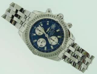 BREITLING CHRONOGRAPH EVOLUTION STEEL WATCH BLUE DIAL  