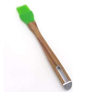 Silicone Basting Brush with Wooden Acacia Handle Green 