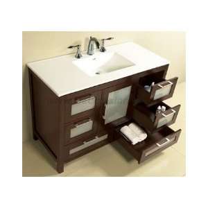   48 Bathroom Vanity Set W/ 3 Hole Ceramic Sinktop & Wood Framed Mirror