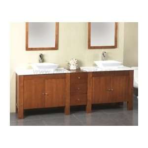  Bathroom Vanity Set W/ 2 Square Ceramic Vessel Sinks & Wood Framed 