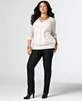 DKNY Jeans Plus Size Long Sleeve Crochet Banded Hem Sweater & Soho 
