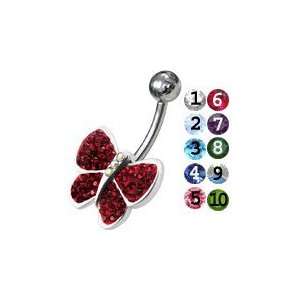    Jeweled Butterfly Non Moving Belly Ring Body Jewelry Jewelry