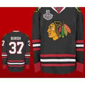  Blackhawks #37 Adam Burish Black Hockey Jersey NHL Authentic Jerseys 