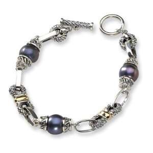  Black Pearl 7.5in Bracelet   Sterling Silver Jewelry