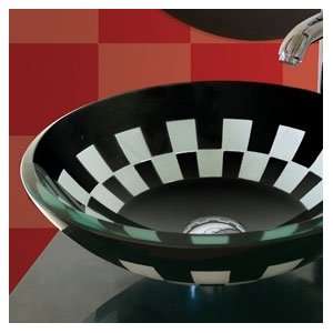   1010T 17 Black Checkered Tempered Glass Sink