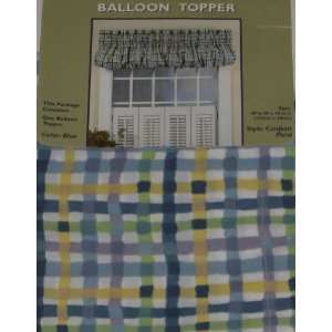   Blue Green Plaid Balloon Window Valance Curtain Topper