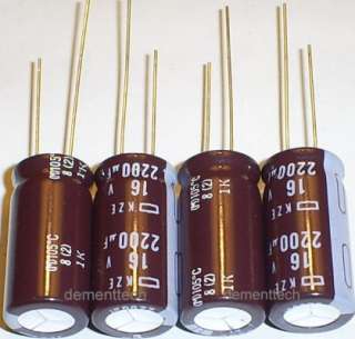 4x Nippon KZE 2200uF 16v Low ESR 105C radial capacitors 12.5mm  