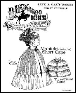 Ladies Victorian 1830s 90s Mantelet, Short Cape Pattern  