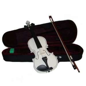   Quarter Size White Violin with Case and Bow Musical Instruments