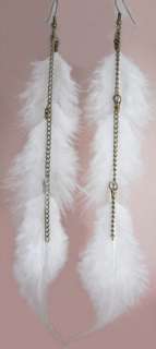   white Feather charm chain vogue light noble new dangle earrings  