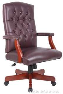 Burgundy Leather High Back Martha Washington Desk Chair  