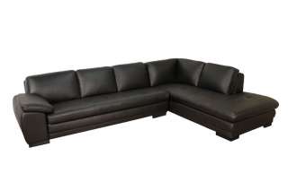 NERIN black LEATHER sofa chaise SECTIONAL modern  