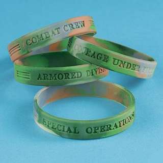   party favors camouflage set of 12 new camo army theme rubber bracelets