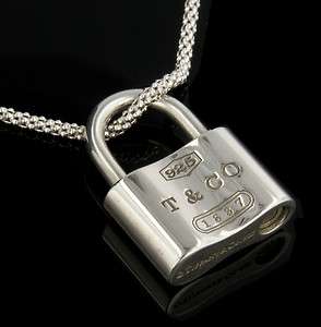 Tiffany & Co. Sterling Silver Padlock Necklace 925 T & Co. 1837 