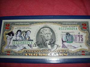 UNCIRCULATED ELVIS PRESLEY COLORIZED TWO DOLLAR BILL  