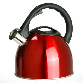 NEW ~ CANDY APPLE RED WHISTLING CHAI TEA KETTLE TEAPOT  