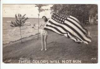   Will Not Run 42? Star US Flag Old Real Photo Postcard Vintage RPPC