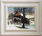 COVERED BRIDGE Silkscreen On Canvas Framed