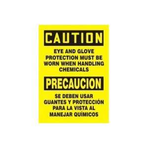   HANDLING CHEMICALS (BILINGUAL) Sign   14 x 10 Adhesive Dura Vinyl