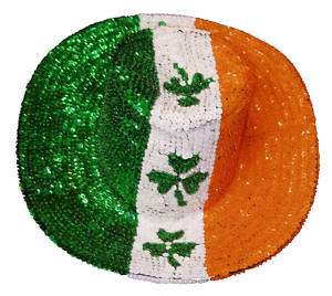 SEQUIN BEADED COWBOY HAT   Irish Flag Shamrock  