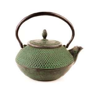  Nailhead, Green Cast Iron Teapot 14 oz