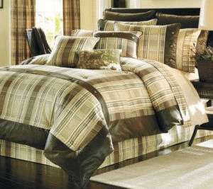 Croscill LAKE GEORGE King COMFORTER 11PC Set Rustic Brown Faux Leather 