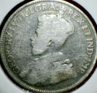 1921 King George V Canada Silver 25 Cent Quarter  